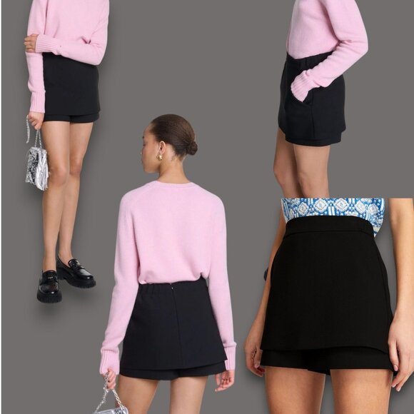 $265 Maje Skort Solid Black Mini Short Skirt Shorts Women's US M - stretch back - Picture 1 of 8